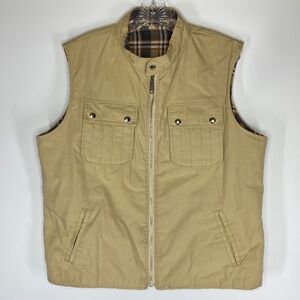 Vintage JCPenney The Men's Shop Fleece Lined Tan Puffer Vest Large